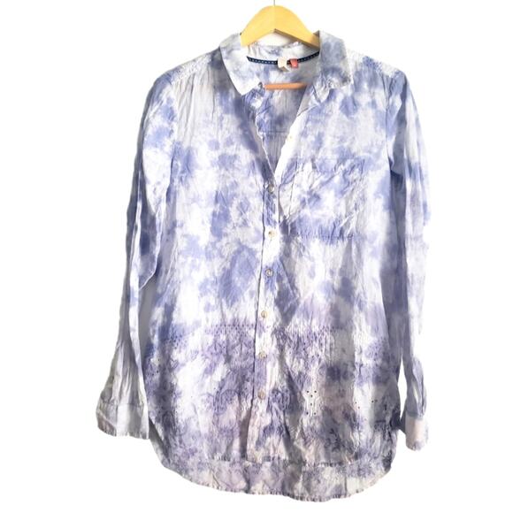 Anthropologie The Cate Classic Tie-Dye Embroidered Button-down Size Small - Picture 1 of 9